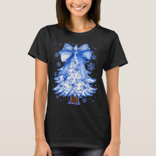 Camiseta Árvore de Natal Feminina Chinoiserie Floral Azul C