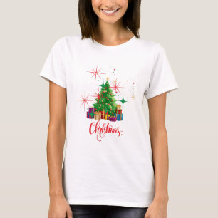 Camiseta Árvore de Natal Festiva e Férias de Apresentação