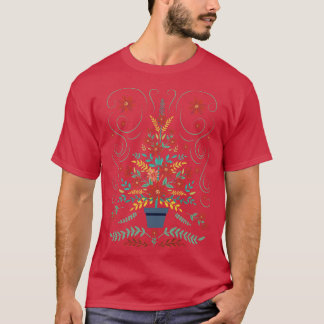 Camiseta Árvore de Natal Folk Art