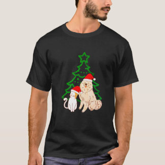 Camiseta Árvore de Natal Gato e Cachorro Sorriem Clássico