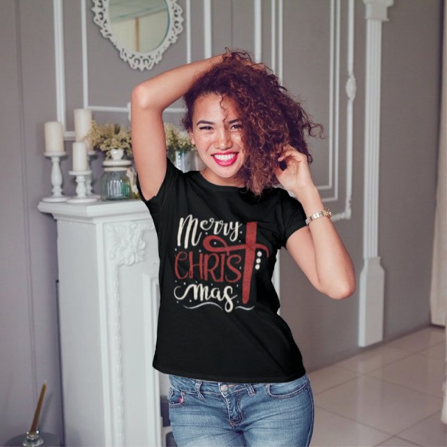 Camiseta Árvore de Natal Gato Meninas de Natal Ganha Mogas (Criador carregado)