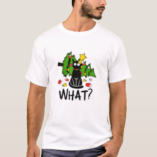 Camiseta Árvore de Natal Gato Preto Engraçado Natal Alegre 