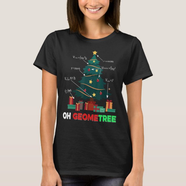 Camiseta Árvore de Natal Geometree apresenta aritmética (Frente)