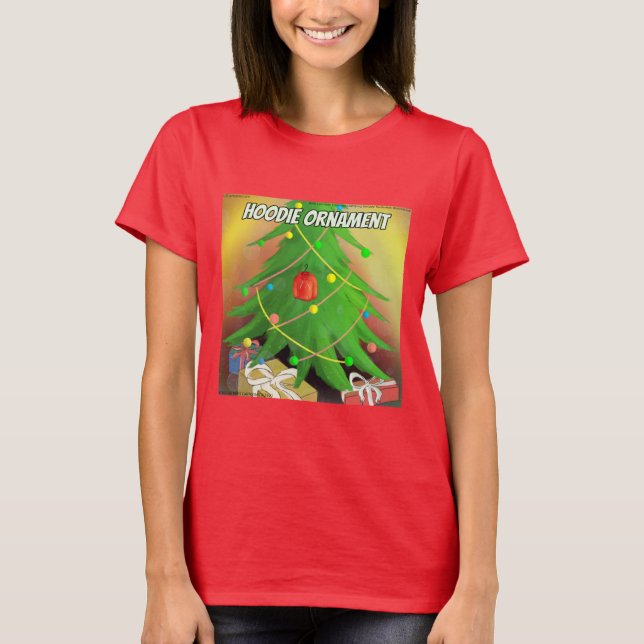 Camiseta Árvore de Natal "Hoodie Ornament" do Funny de Rick (Frente)