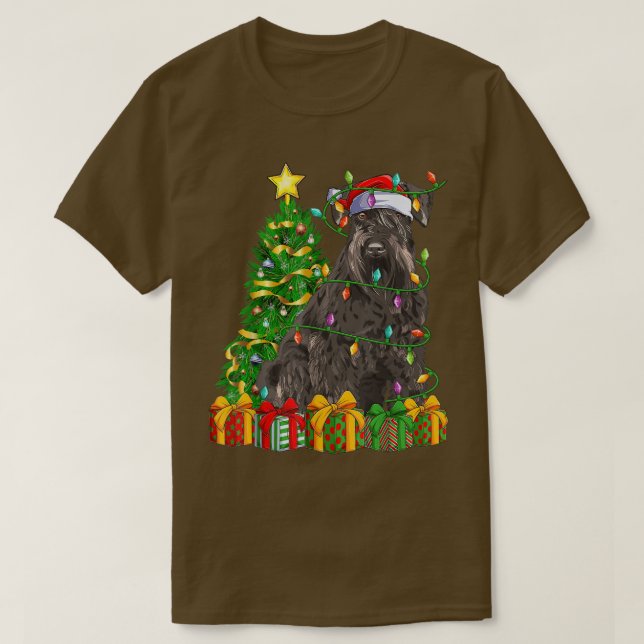 Camiseta Árvore de Natal Iluminada Combinando com Schnauzer (Frente do Design)