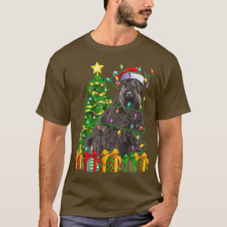 Camiseta Árvore de Natal Iluminada Combinando com Schnauzer