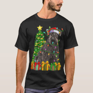 Camiseta Árvore de Natal Iluminada Combinando com Schnauzer