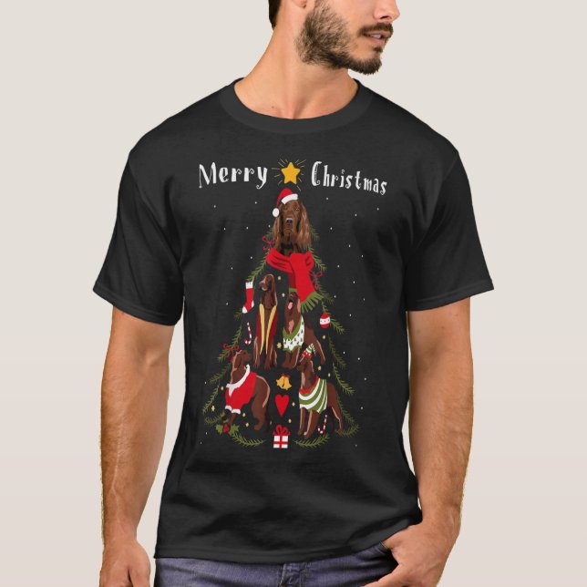 Camiseta Árvore de Natal - Irlandês Setter Lover Xmas Propr (Frente)