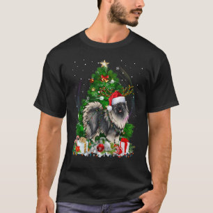 Camiseta Árvore de Natal Keeshond Light Pajama Dog Xmas