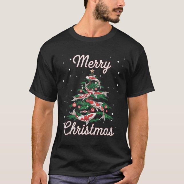 Camiseta Árvore de Natal Koi Fish Xmas Tree Koi Carp (Frente)