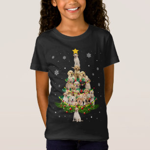 Camiseta Árvore de Natal Labrador Santa Hat Lights
