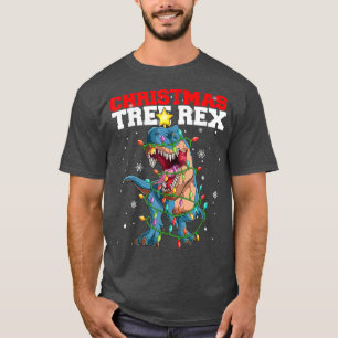 Camiseta Árvore de Natal legal Dinossaur Fairy Luzes Christ
