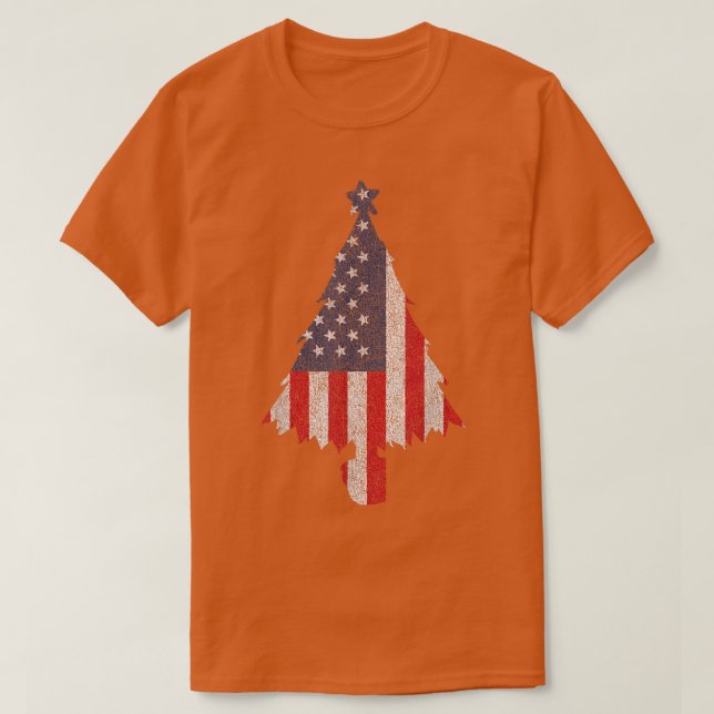 Camiseta Árvore de Natal legal Patriótica Americana (Frente do Design)