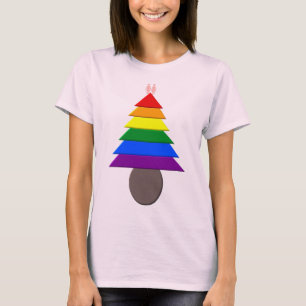Camiseta Árvore de Natal Lésbicas Rainbow