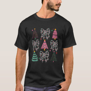 Camiseta Árvore de Natal Lights Girly Coquette Arco Pink Xm