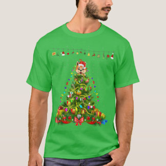 Camiseta Árvore de Natal Luz Akita Cachorro Gift Lover Tee