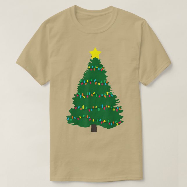 Camiseta Árvore de Natal Luz Feliz Natal Natal Pajama F (Frente do Design)