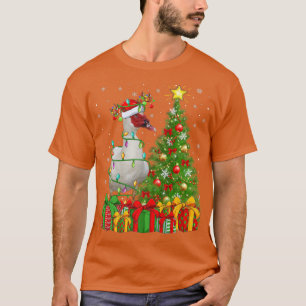 Camiseta Árvore de Natal Luzes Chapéu de Papai Noel Pato Mu