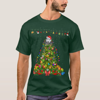 Camiseta Árvore de Natal Luzes de Desafio de Cachorro Dotad