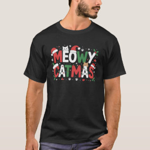 Camiseta Árvore de Natal Meowy Catmas Natal Meninos Meninas