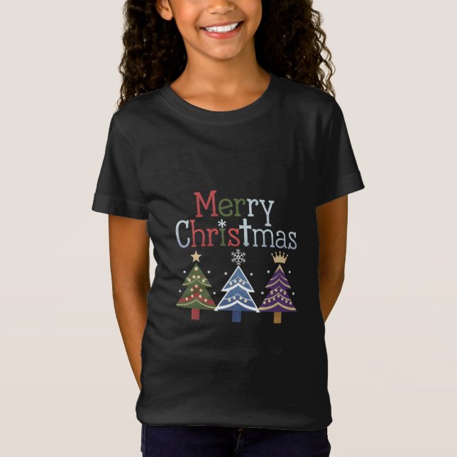 Camiseta Árvore de Natal Merry Cross Xmas Retro (Frente)
