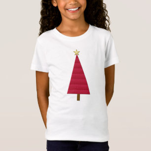 Camiseta Árvore de Natal moderna de damasco vermelho profun