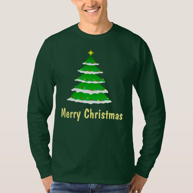 Camiseta Árvore de Natal no t-shirt longo da Capa dos (Frente)