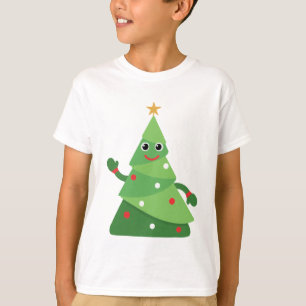 Camiseta Árvore de Natal Ondulante de Desenho Animado Fofo