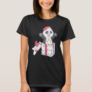 Camiseta Árvore de Natal Panda Papais noeis Luminosos Xmas