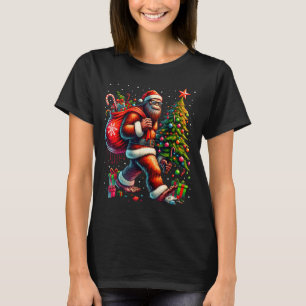 Camiseta Árvore de Natal Papai Noel Pé Grande Luzes de Nata