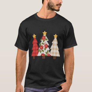 Camiseta Árvore de Natal Patchwork Vintage Festa Adorável 