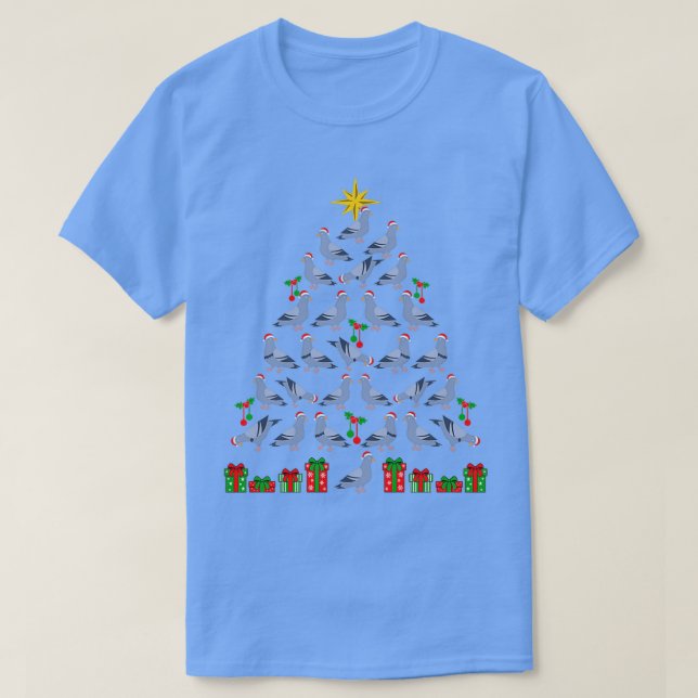 Camiseta Árvore de Natal Pigeons Fanciosos Natal (Frente do Design)