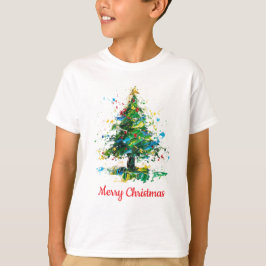 Camiseta Árvore de Natal Pintura a Óleo Personalizável Infa