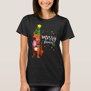 Camiseta Árvore de Natal Pitbull da feliz