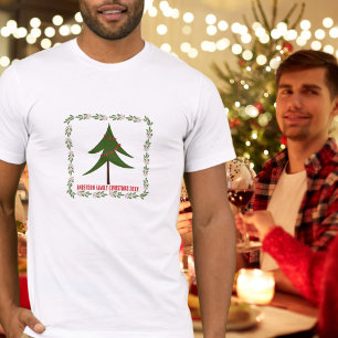 Camiseta Árvore de Natal Retro Vintage & Nome da Família na