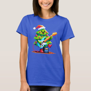 Camiseta Árvore de Natal Rockstar - Violão de Bass de Arte