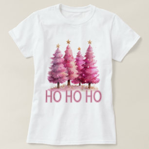 Camiseta Árvore de Natal rosa HOHOHO