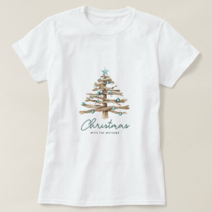Camiseta Árvore de Natal Rústica Personalizada com Enfeites