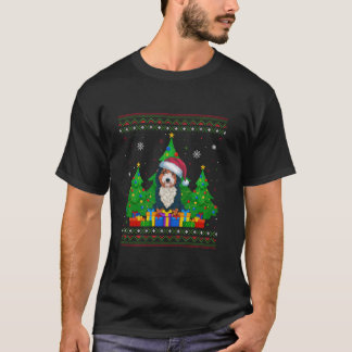 Camiseta Árvore de Natal Santa Hat Bernedoodle, doce