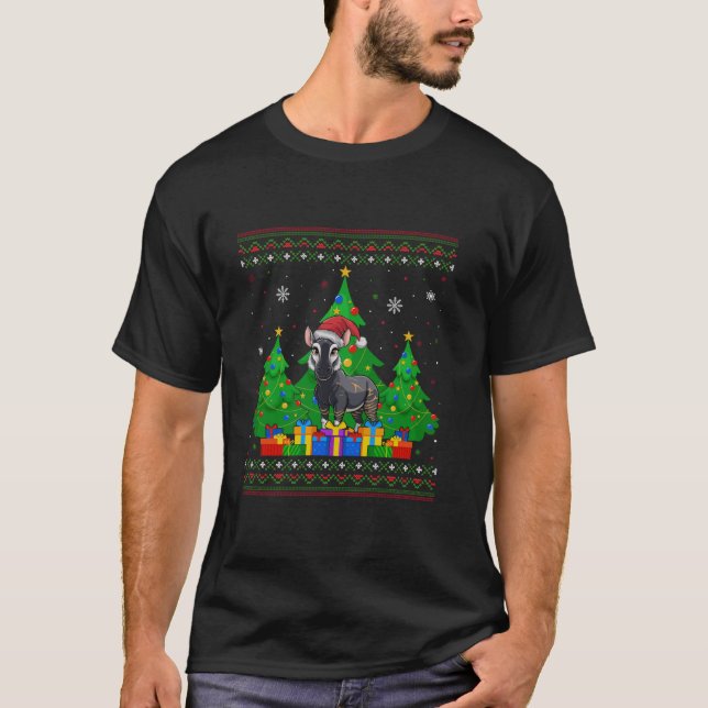 Camiseta Árvore de Natal Santa Hat Okapi Xmas (Frente)