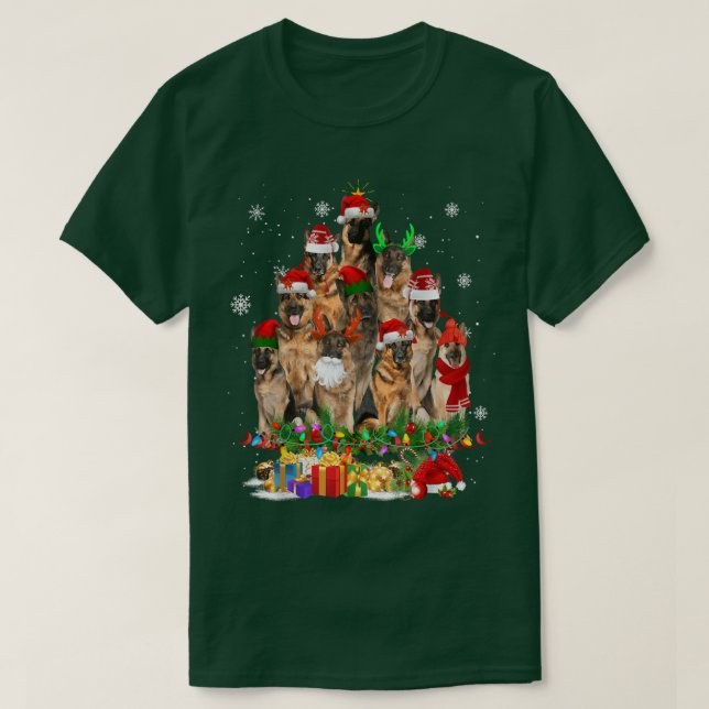 Camiseta Árvore de Natal Santa Hat para Reindeer german she (Frente do Design)