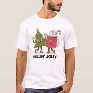 Camiseta Árvore de Natal Sentindo Alegria Amante de Café In