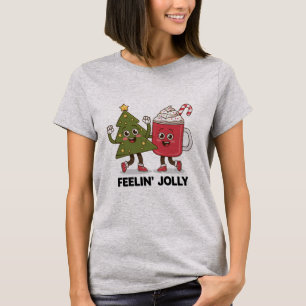 Camiseta Árvore de Natal Sentindo-se Alegre Amante do Café 