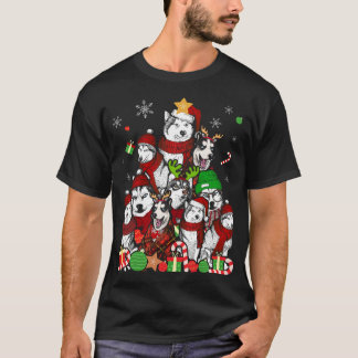Camiseta Árvore de Natal Siberian Husky T Shirt Xmas Gift D