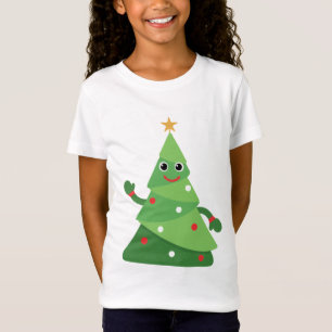 Camiseta Árvore de Natal Simpática de Desenho Animado Acena