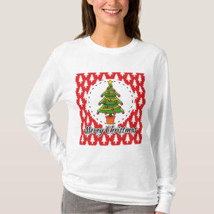 Camiseta Árvore de Natal sobre Pinheiros Vermelhos - Feliz