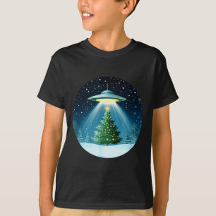 Camiseta Árvore de Natal Transportada por OVNI para Holi In