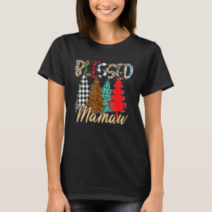 Camiseta Árvore de Natal Xadrez Leopardo Mamãe Abencoada Fa