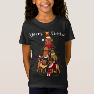 Camiseta Árvore de Natal Xm do Mastiff francês Dogue de Bor
