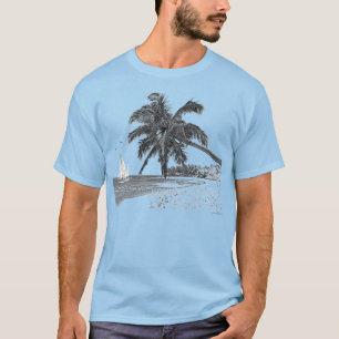 Camiseta Árvore de Palm de Praia do Oceano Navegante